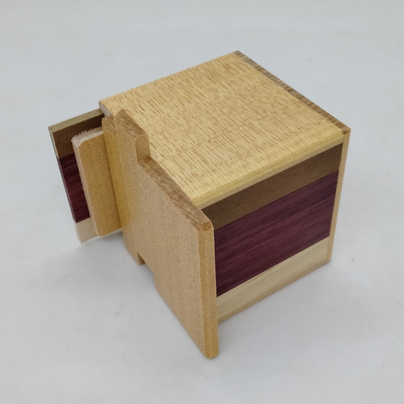 7 steps Cube Natural wood 2 sun Japanese puzzle box Himitsu-bako - OKA ...
