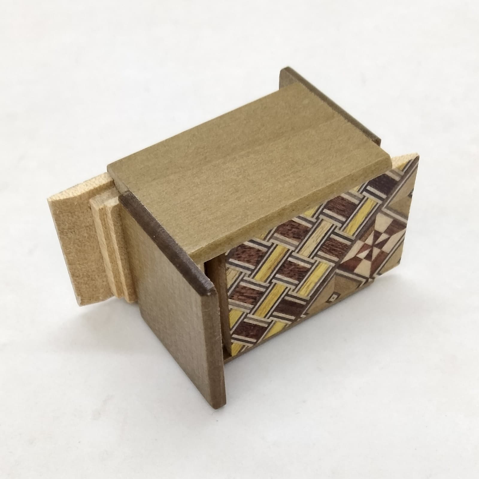 14 steps Yosegi/Natural wood (Ho) Mame 1 sun Japanese puzzle box ...
