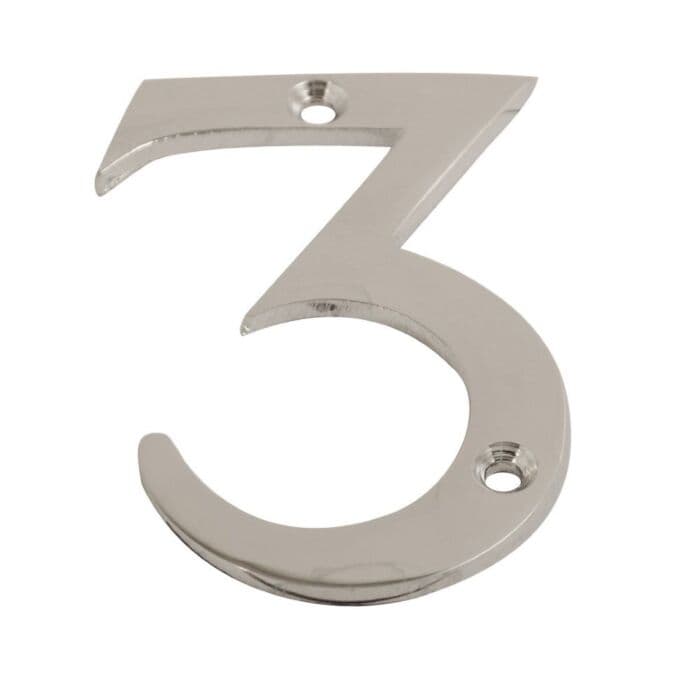 Buy Polished Chrome No.3 Numeral 75mm | Key Hardware