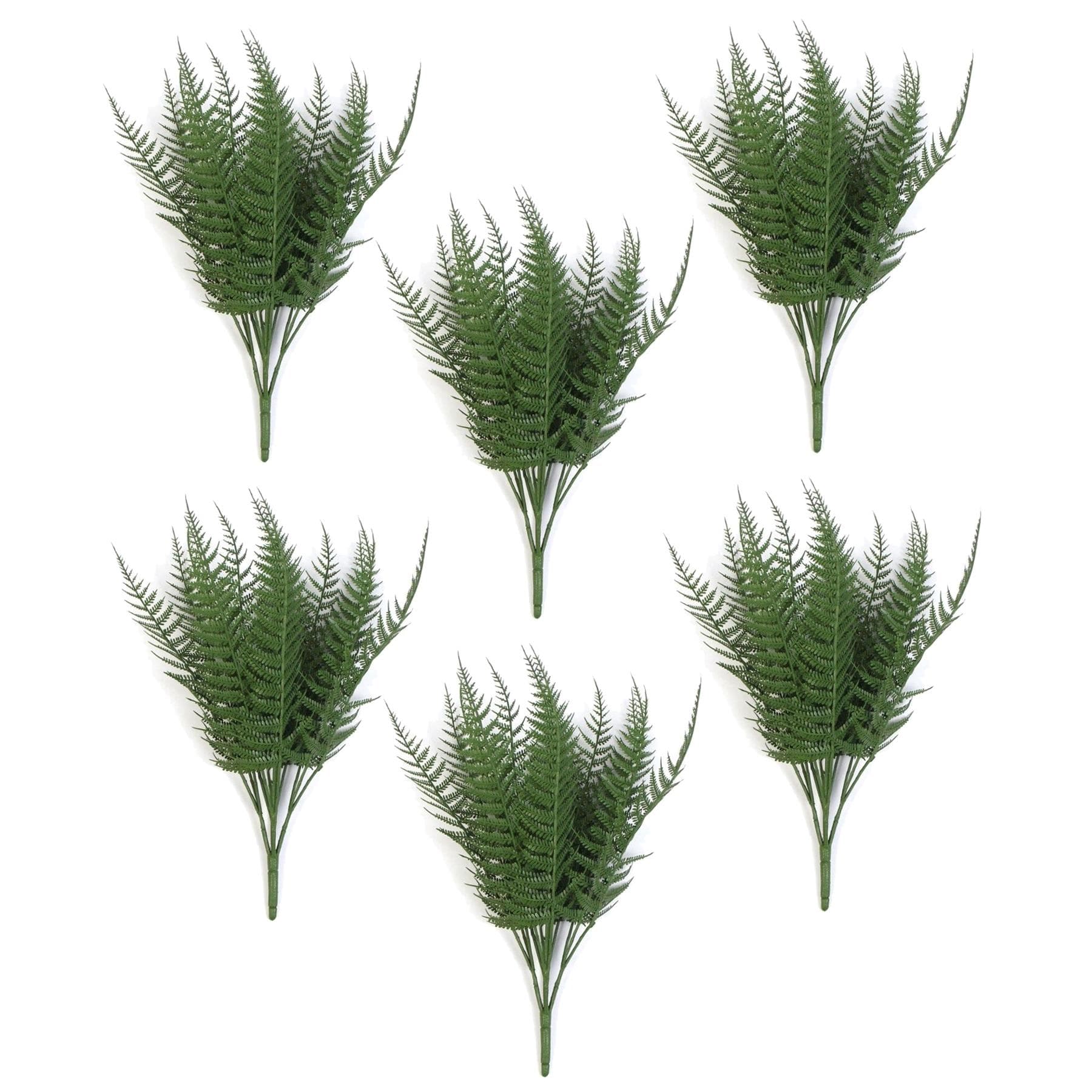 Pack of 6 x 35cm Fire Resistant Artificial Fern Stem - Leaf Design ...