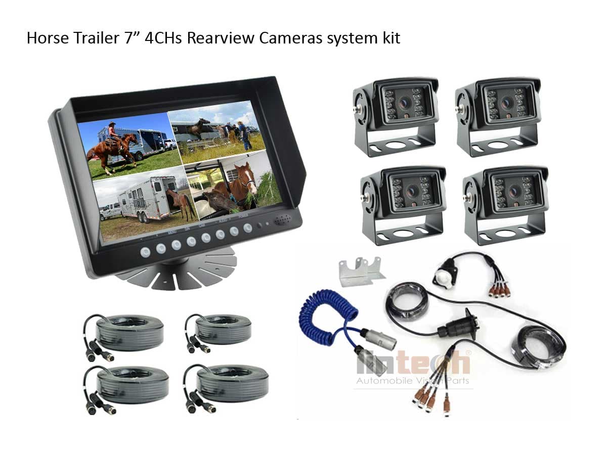 9” Monitor 4CHs Horse Trailer Rear view Backup Camera system