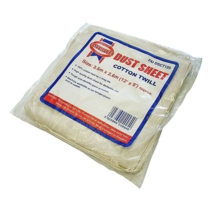 Cotton Twill Dust Sheet 3.6 x 2.7m by Faithfull | L&S