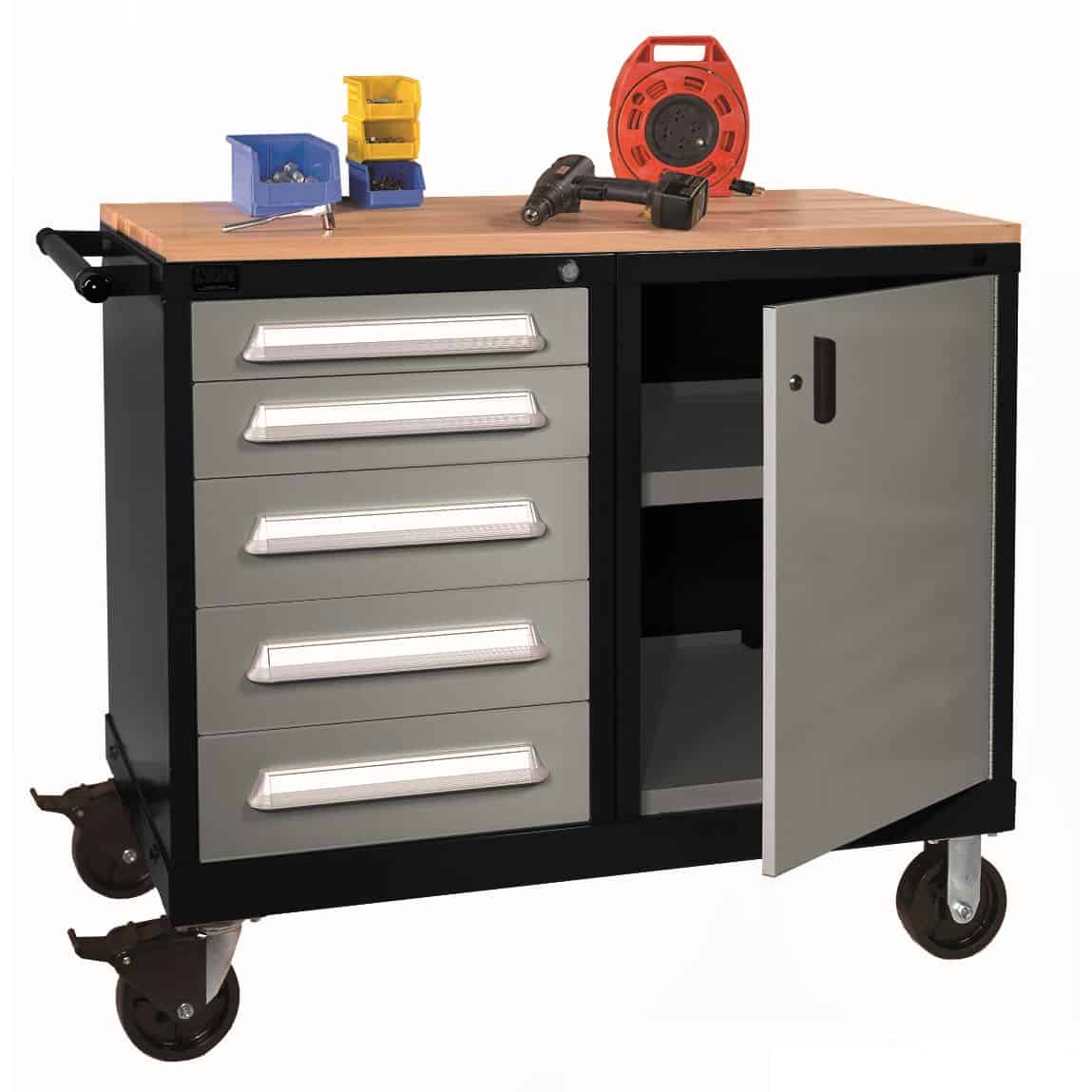 Mobile Tool Cabinet 46 In., 9 Drawer Mobile Storage Cabinet With Solid