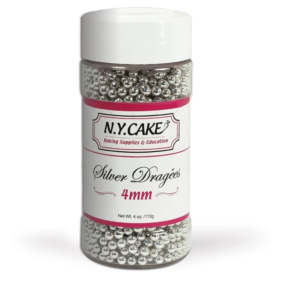 Silver Dragees 4mm 4 Oz - Mia Cake House