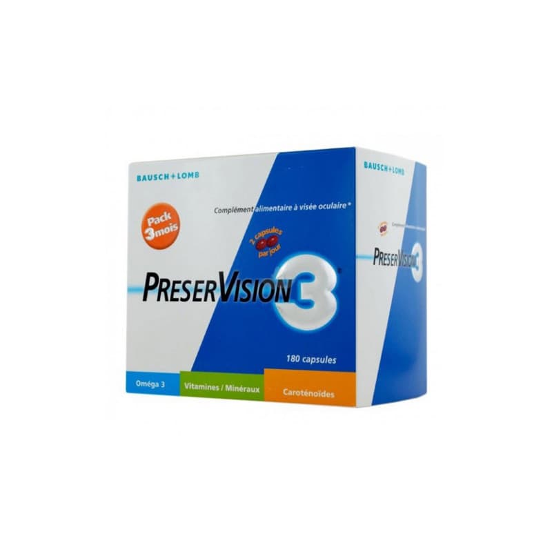 Preservision 3 Dietary supplement for the eyes. Pack 3 months 180 capsules