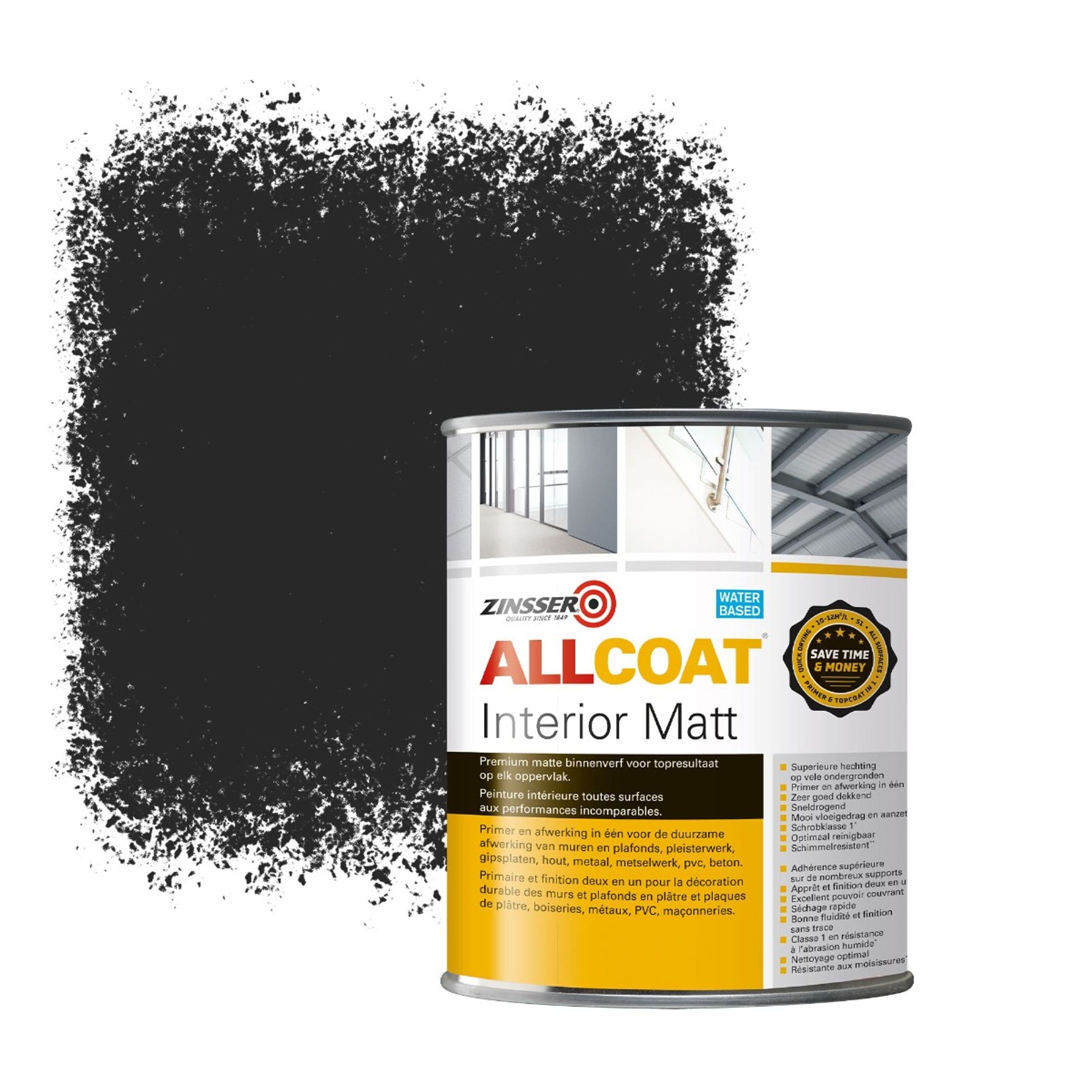 Zinsser Allcoat Interior Wall Paint RAL 9004 Signal black - 1 liter