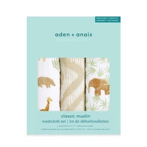 Aden+Anais essentials 3 pack cotton muslin washcloth set tanzania - Ocado