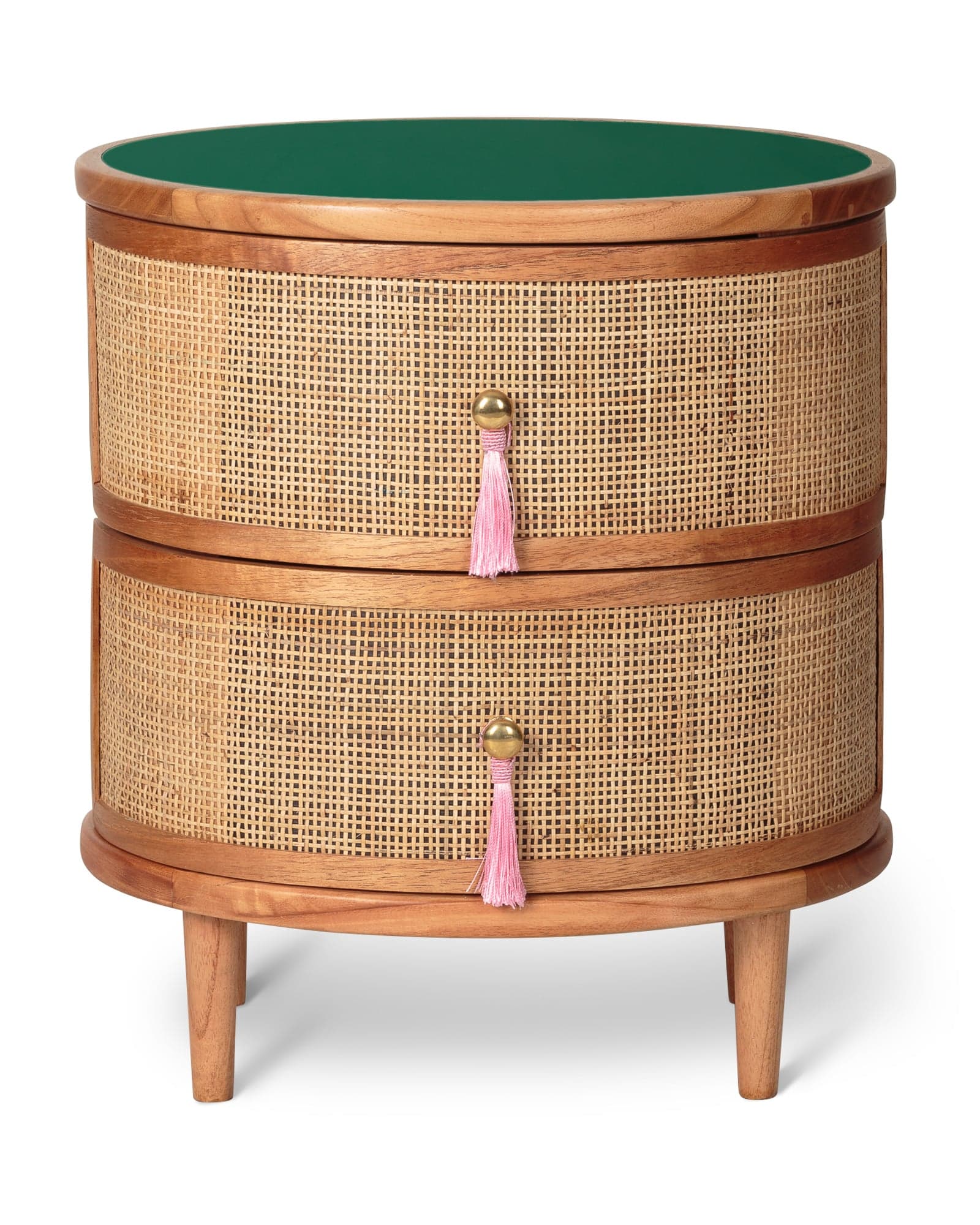 Kinship Rattan Green Bedside Table | Oliver Bonas