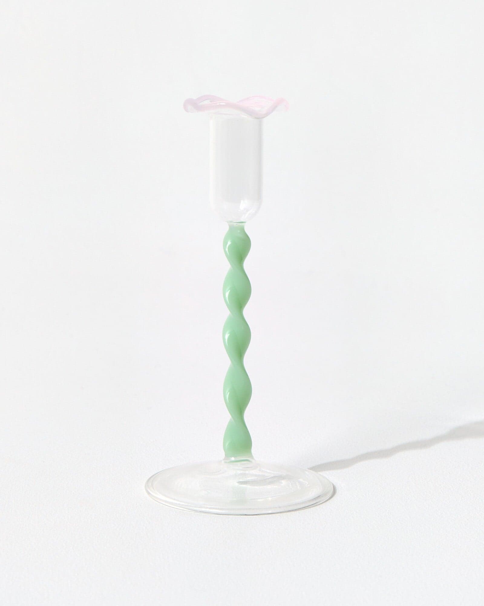 Twisted Green Stem Glass Candle Holder | Oliver Bonas