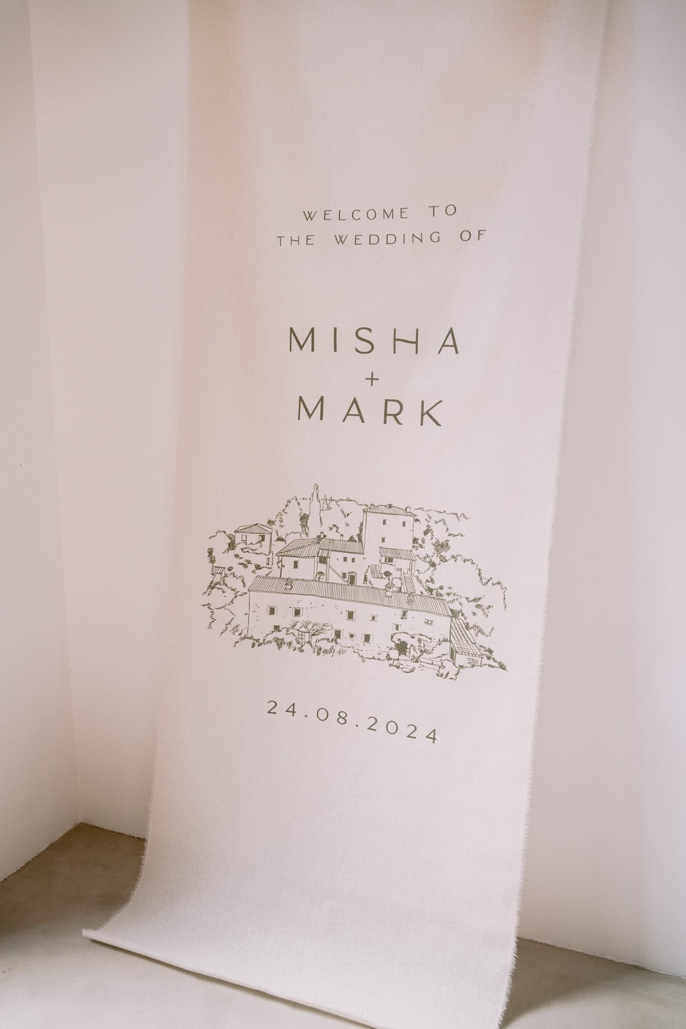 Custom Wedding Venue Welcome Fabric Banner