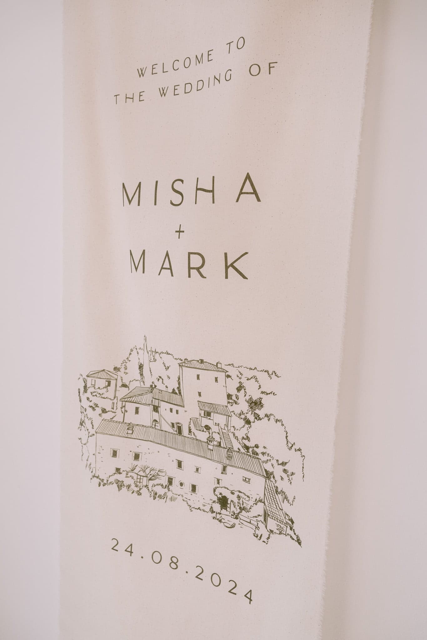 Custom Wedding Venue Welcome Fabric Banner