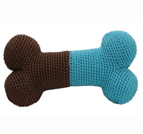 Crochet Dog Bone (Blue): Organic Dog Toy, Dog Teeth Cleaning