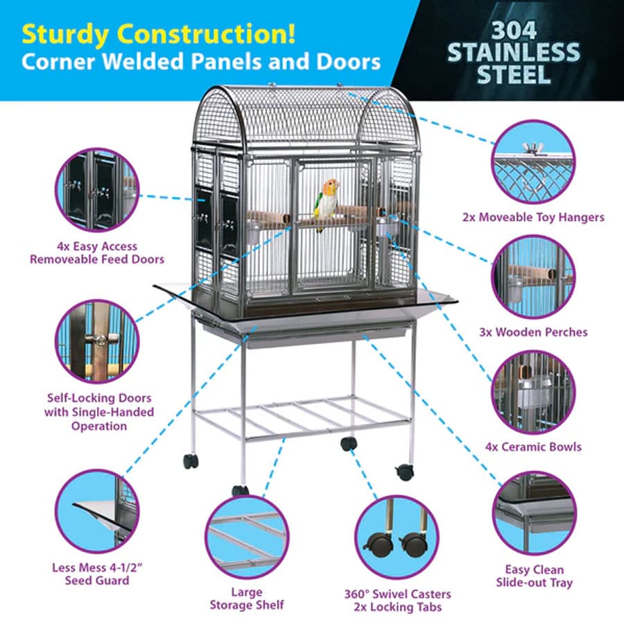 Featherland Stainless Steel Parrot Cage Small 18-27