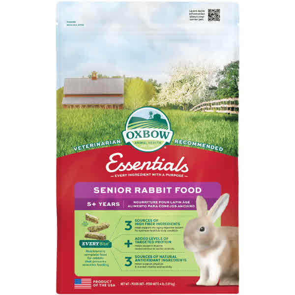 Oxbow Animal Healthy Essentials Natural Pellets Senior Rabbit Food, 4-lb