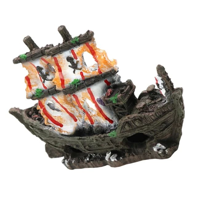 AQUARIUM SHIPWRECK ORNAMENT Sunken Ship Decoration Resin Sunken Boat ...