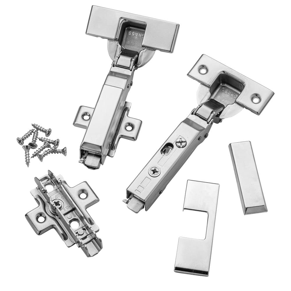 Full Kit Grass Tiomos Soft-Close Hinges (Pair) for Frameless, 110 degree