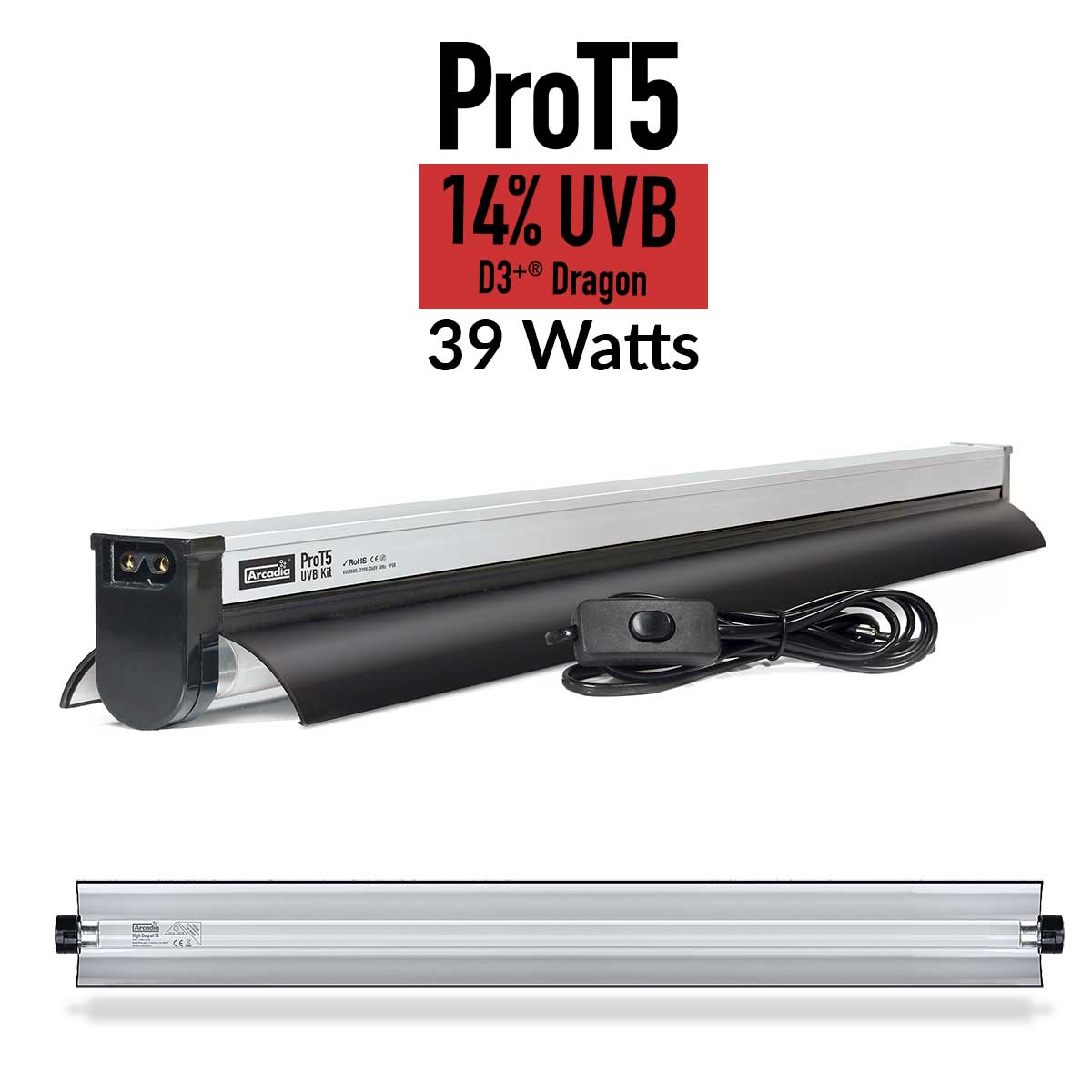 Arcadia ProT5 ShadeDweller Max 14w, 2.5% UVB Kit - Serpentia