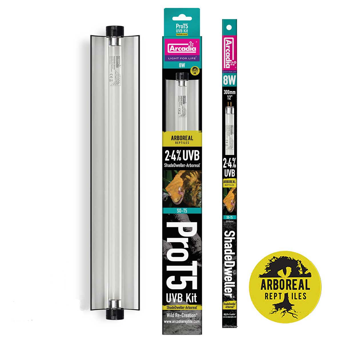Arcadia ProT5 ShadeDweller Arboreal 8w, 2.4% UVB Kit - Serpentia
