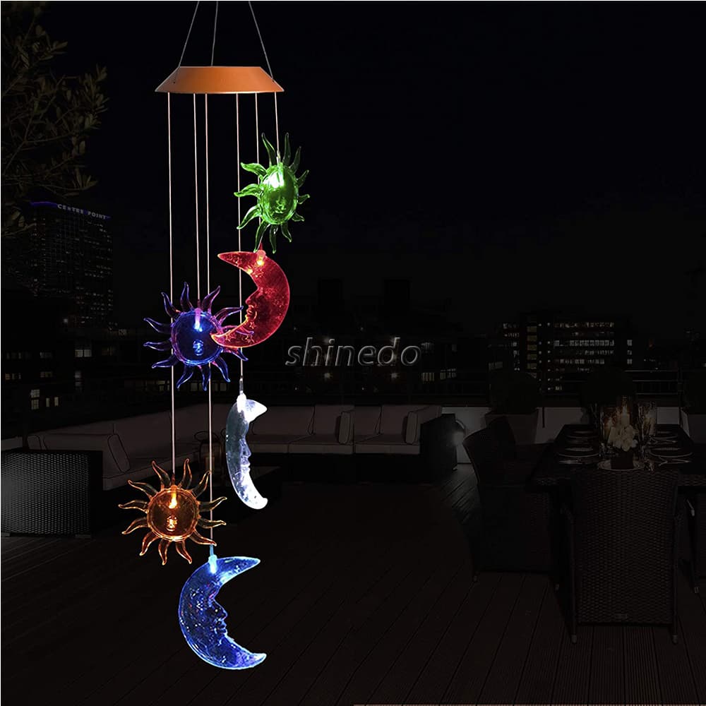LED Hanging Stars And Moon Holiday Solar Wind Chimes Wholesale