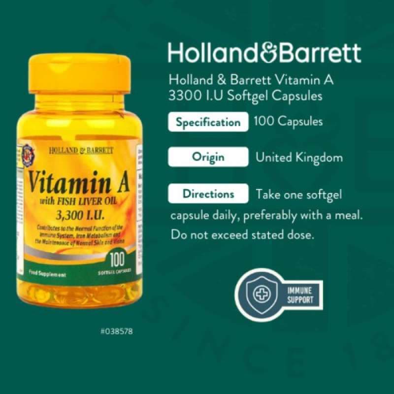 Jual Holland & Barrett Vitamin A 3300 I.u Softgel Capsules Di Seller ...