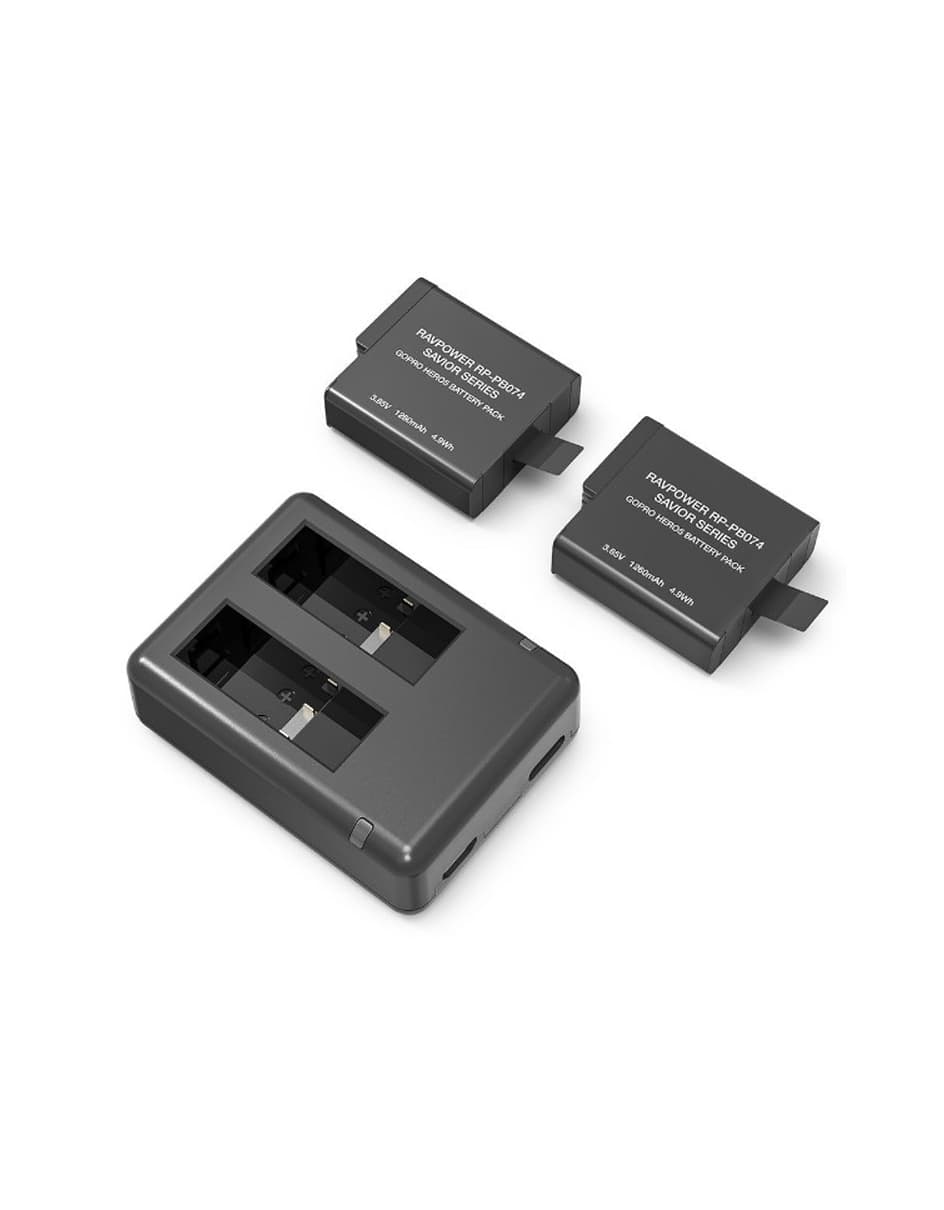 RAVPower Camera Battery Charger Set for GoPro Hero 5 / 6 Black ...