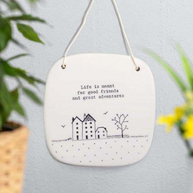 East of India Porcelain Blessing Hanging Sign