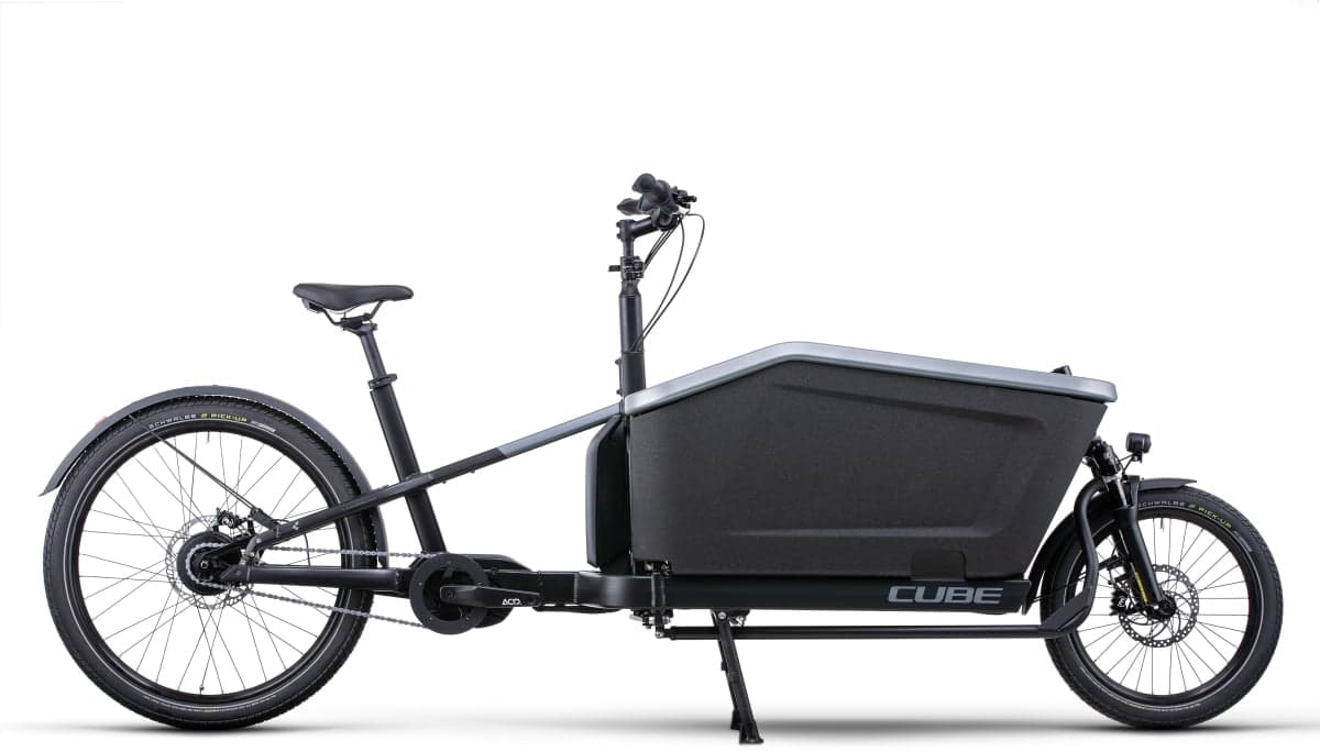 Cube Cargo Hybrid 500Wh Electric Cargo Bike in Flash Grey & Black