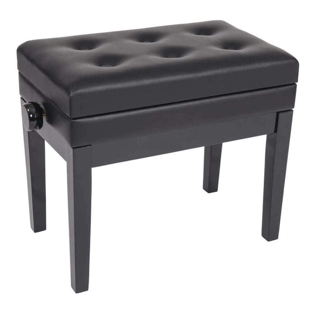 KINSMAN DELUXE ADJUSTABLE PIANO BENCH WITH STORAGE SATIN BLACK - The ...