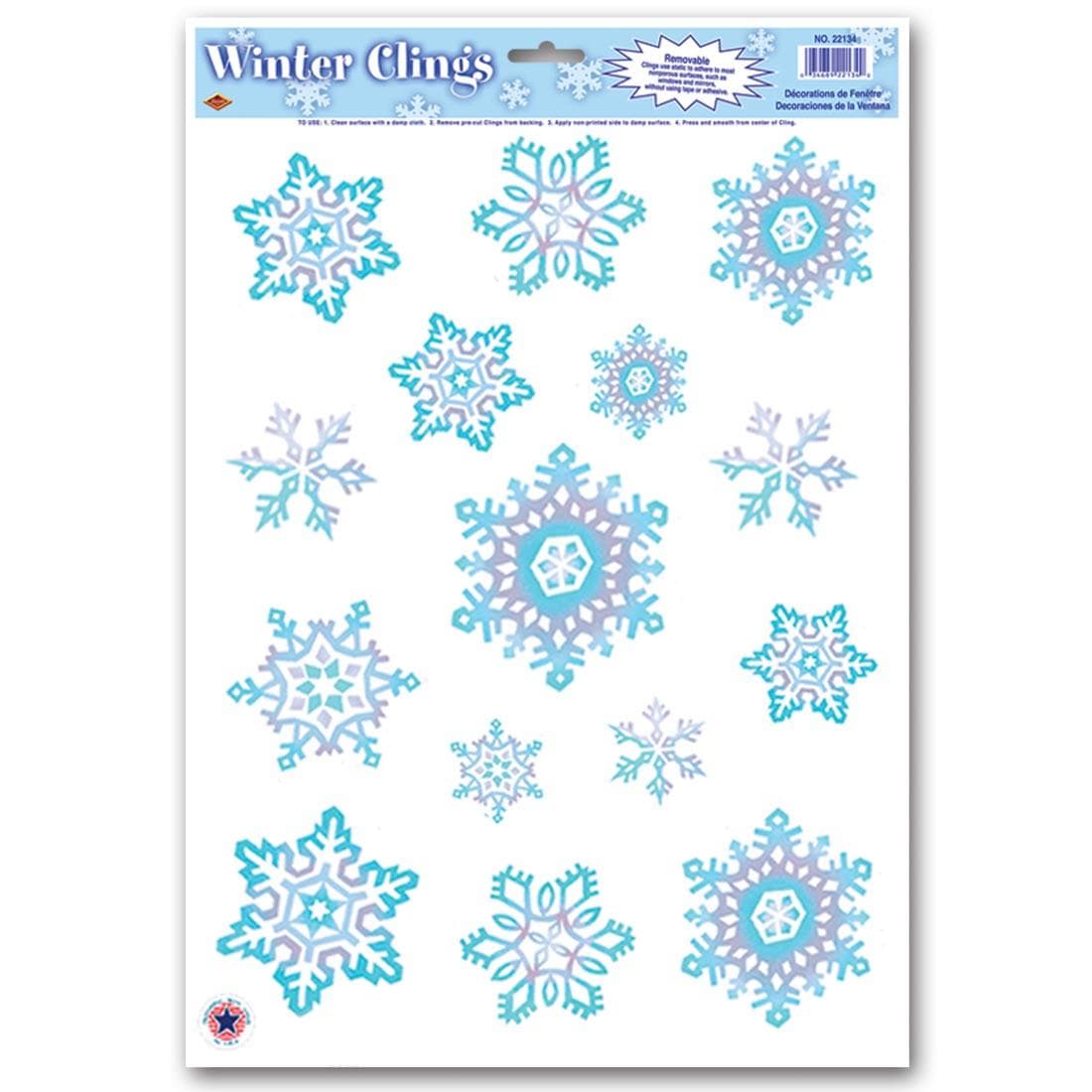 Snowflake Winter Clings by Beistle Company 15-Piece Set