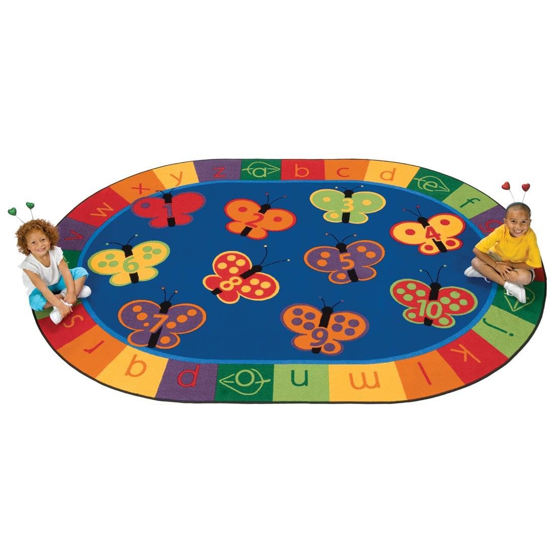 123 ABC Butterfly Fun 8' x 12' Oval Rug by Carpets For Kids