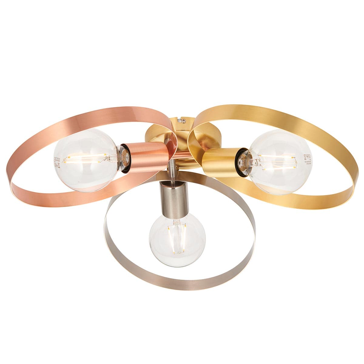 Endon Hoop 3 Light Semi Flush Ceiling Light Multi Plated 97663