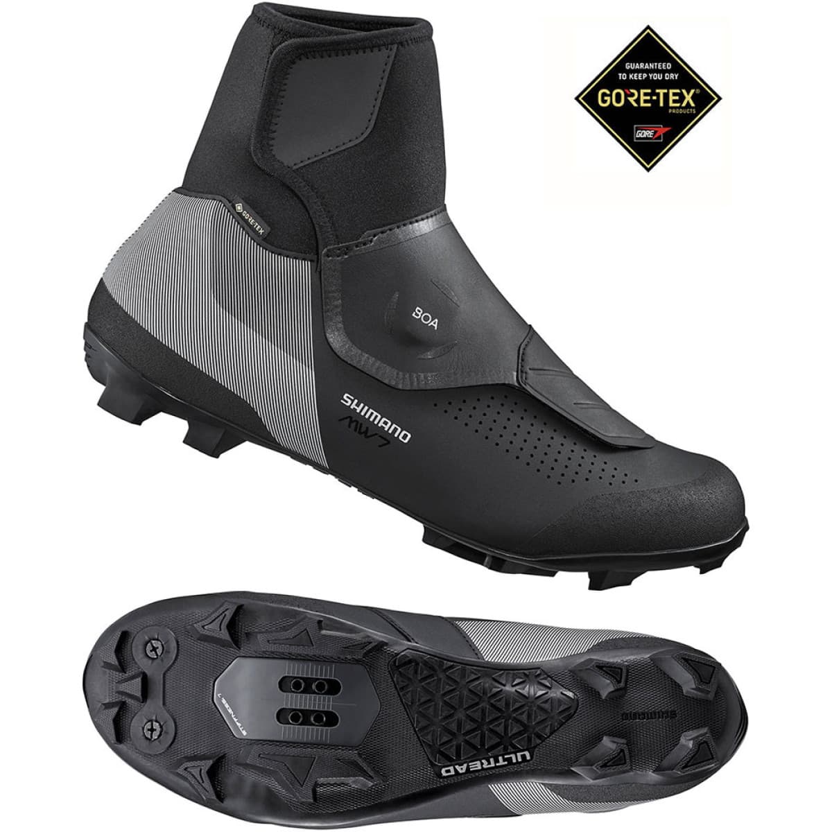 Shimano SH-MW702 MTB Wide Winter Cycling Shoes | Black | Velonova