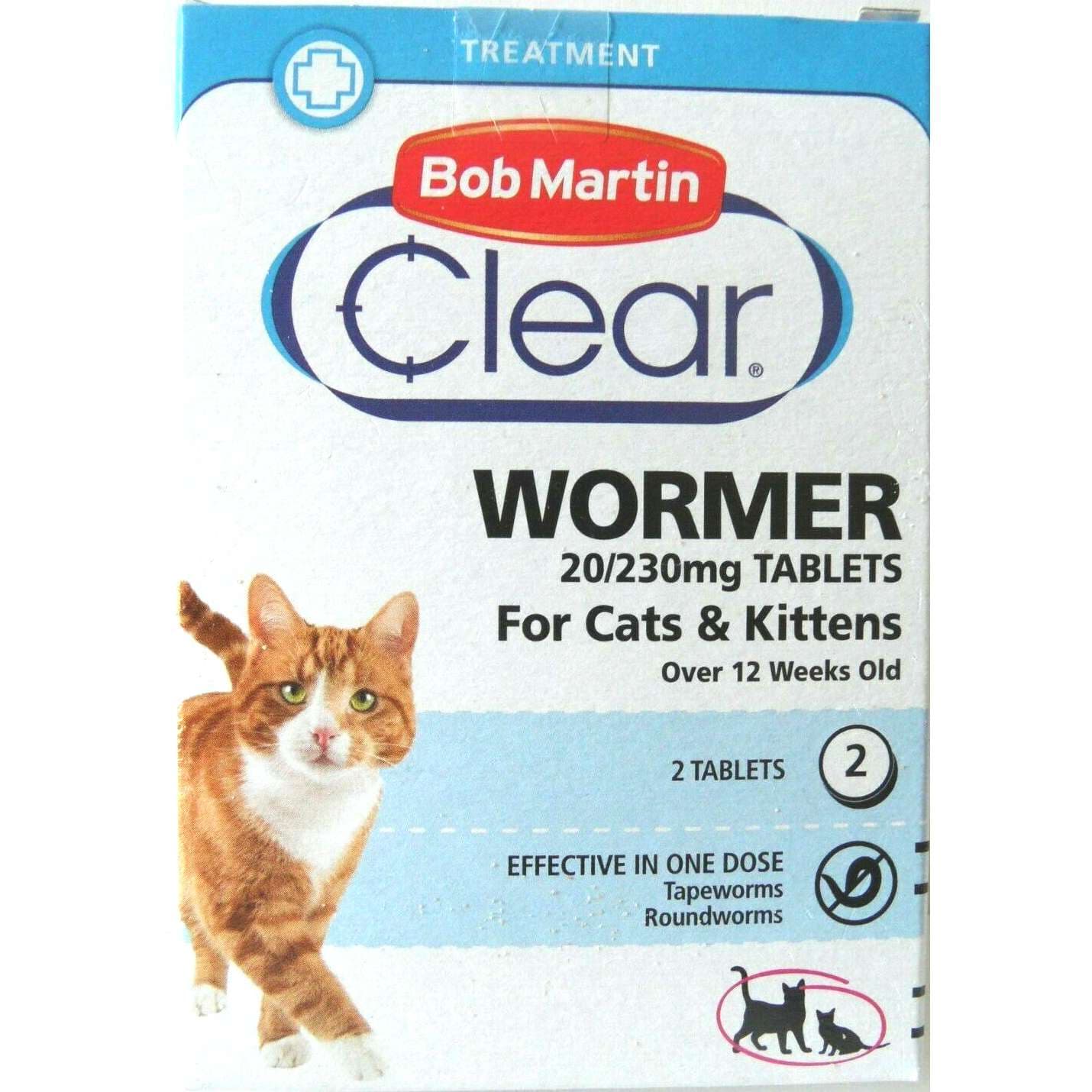 Bob Martin Clear 2in1 Wormer Tablets for Cats and Kittens, 2 Tablet ...