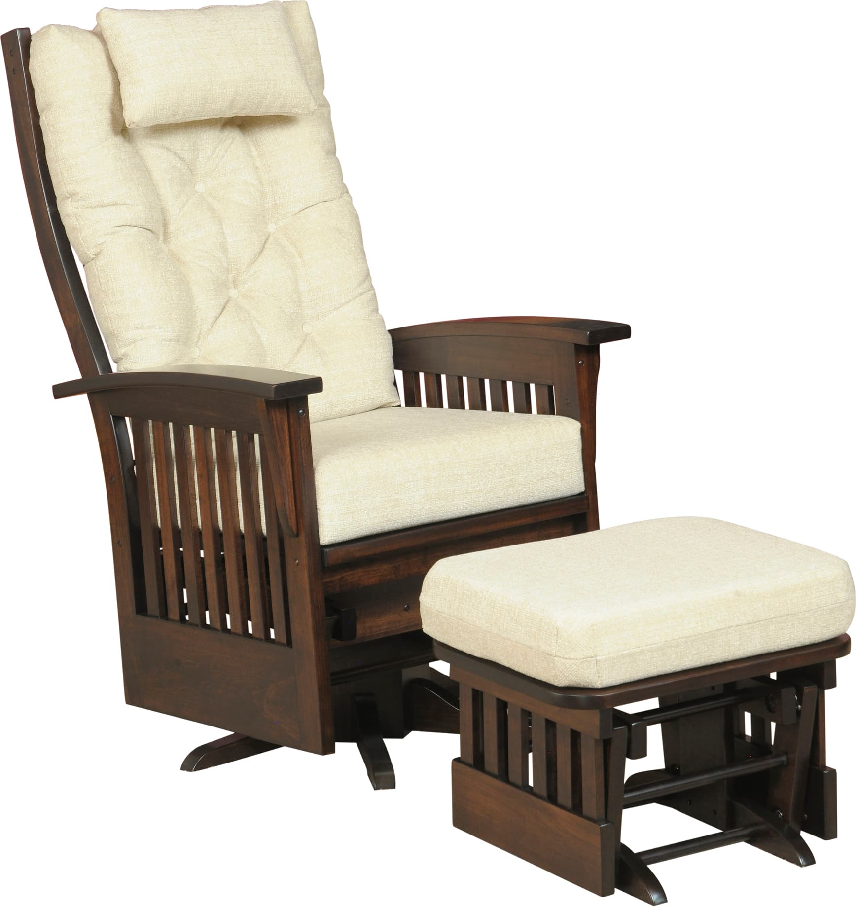 Finley Slat Style Swivel Glider-Ottoman | Amish Swivel Glider