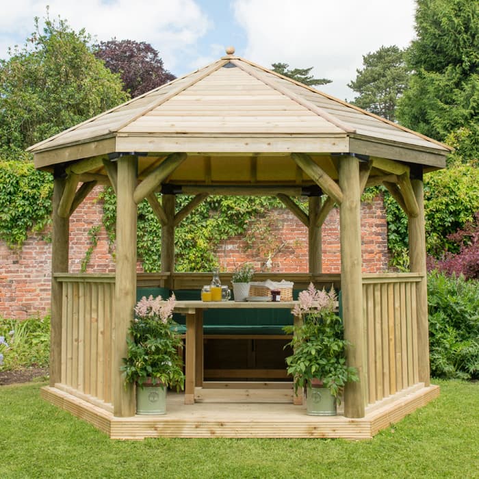 Hartwood 4m Deluxe Hexagonal Pavilion With Wooden Roof - Which Shed?