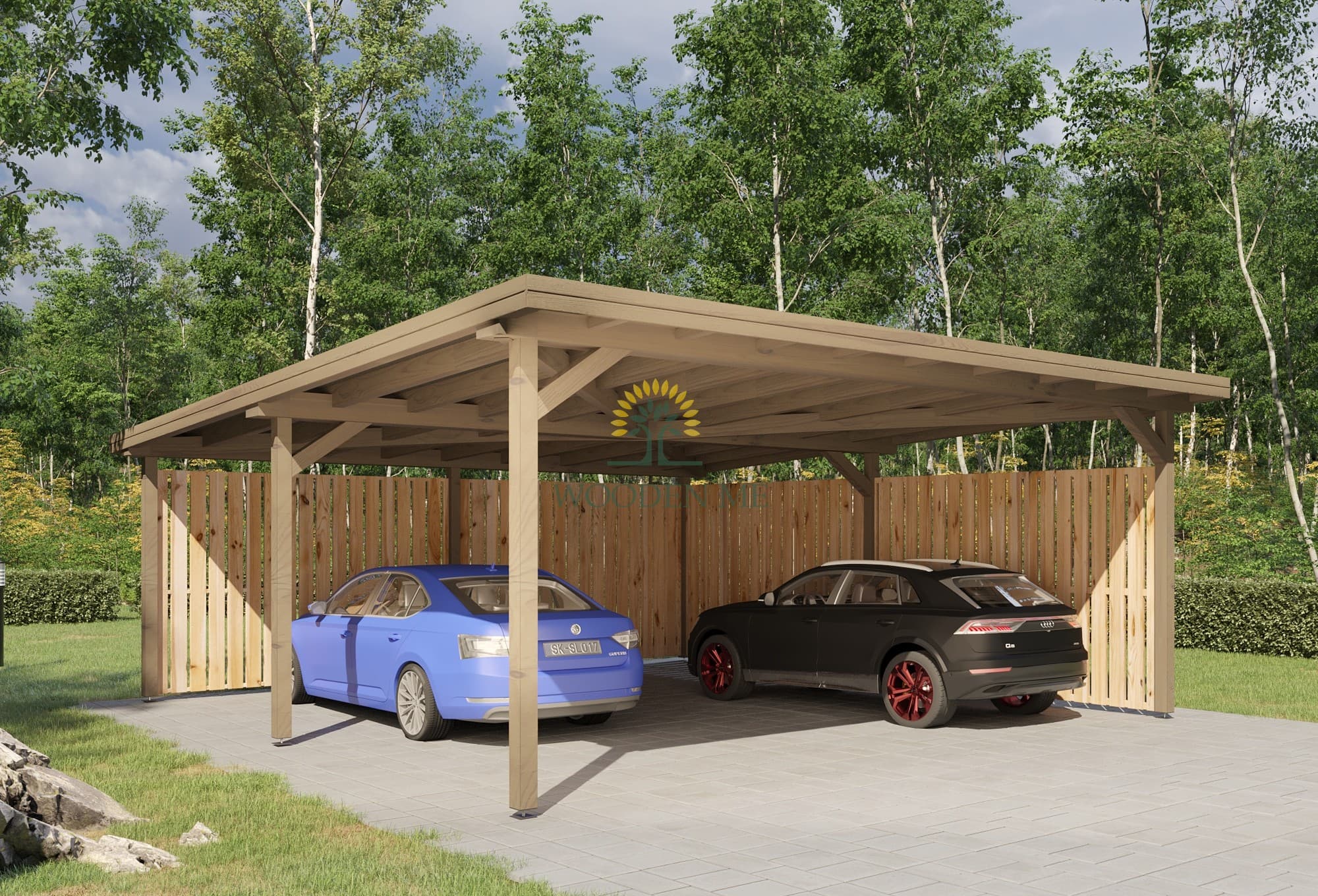 Modern Carport 6 x 6 m – Stylish Wooden Vehicle Shelter