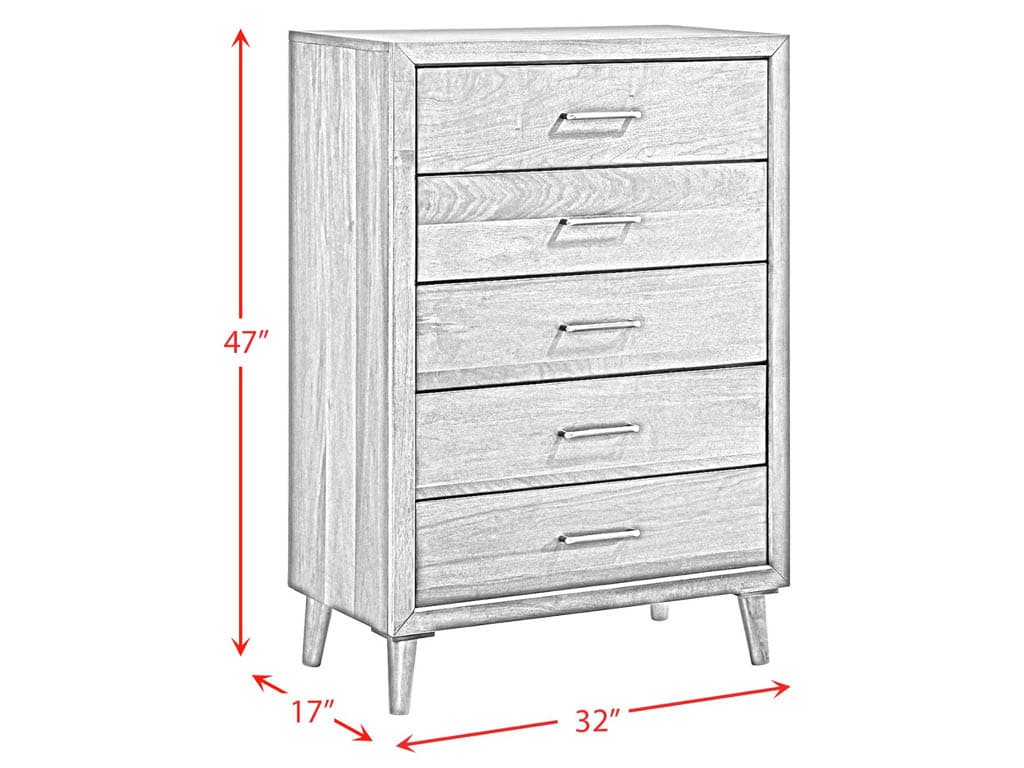 Malibu Walnut 5 Drawer Chest MC400CH5 by Elements