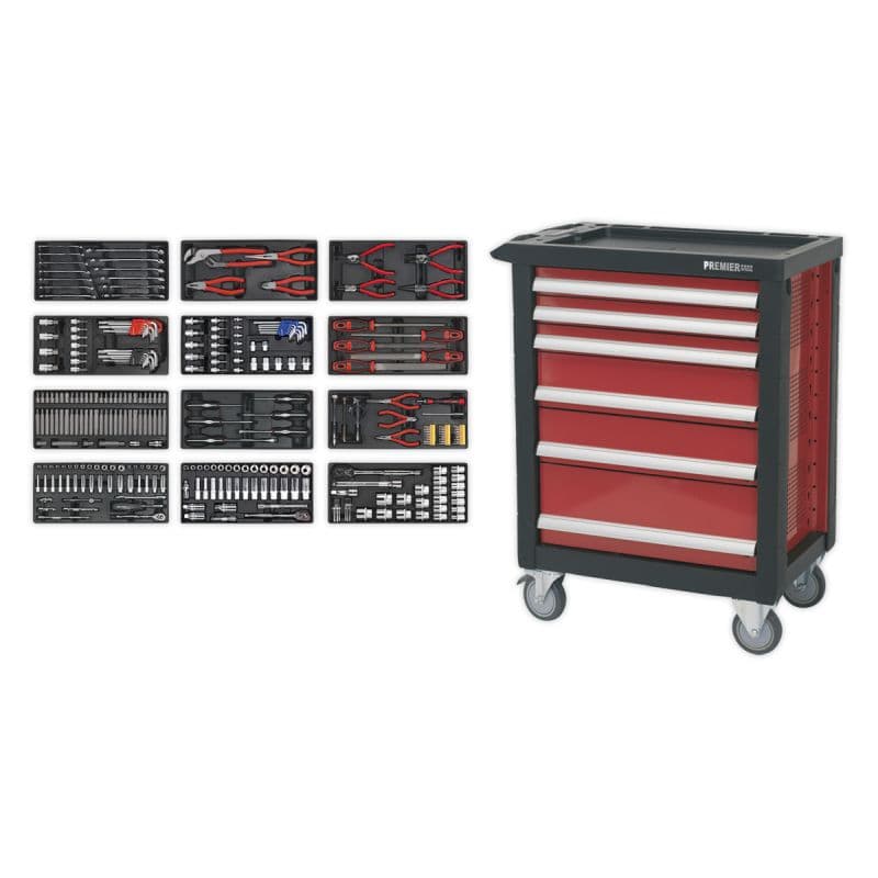 Sealey Rollcab 6 Drawer with Ball-Bearing Slides with 298pc Tool Kit ...