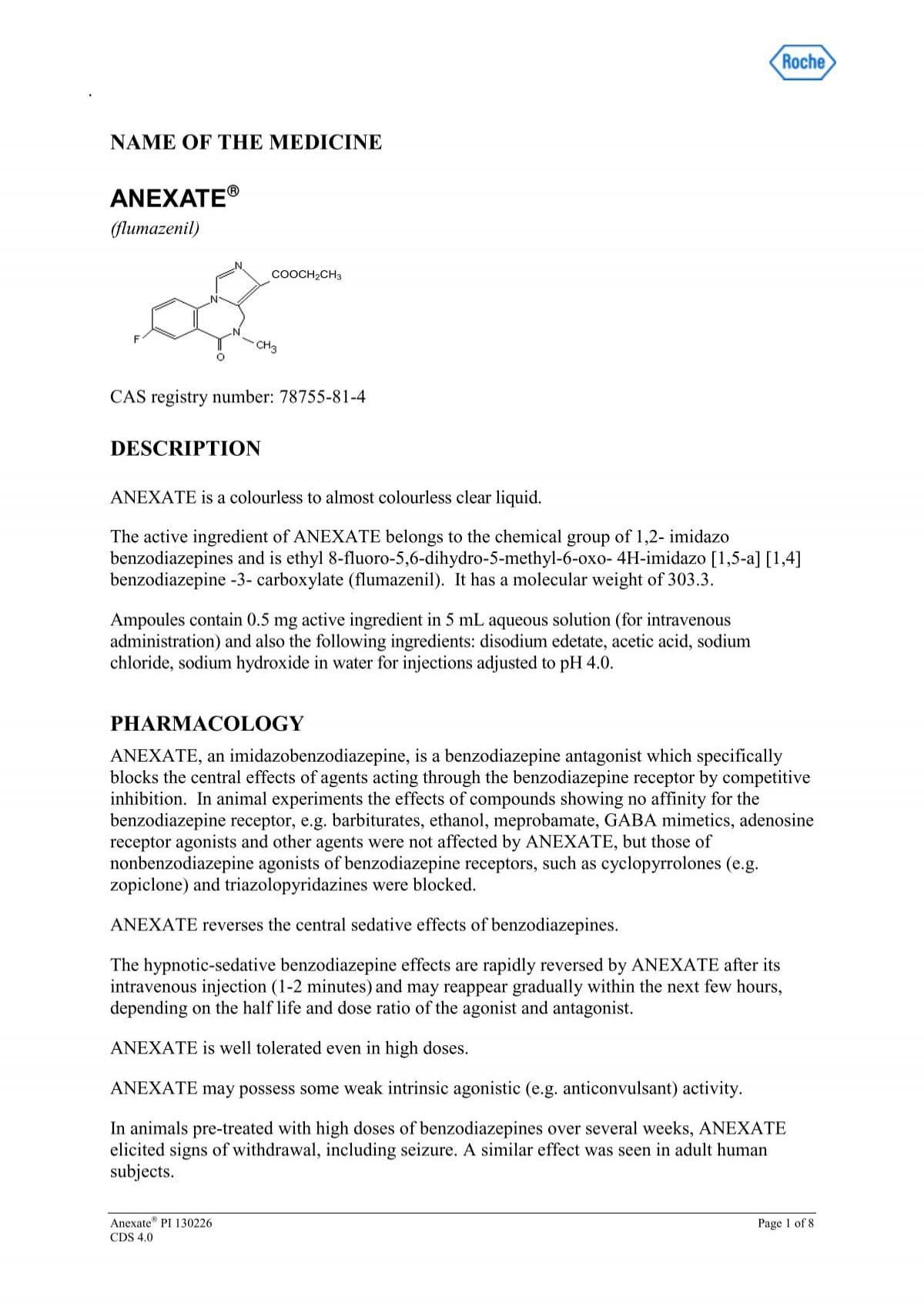 Anexate (flumazenil) Product Information (PI) - Roche Australia